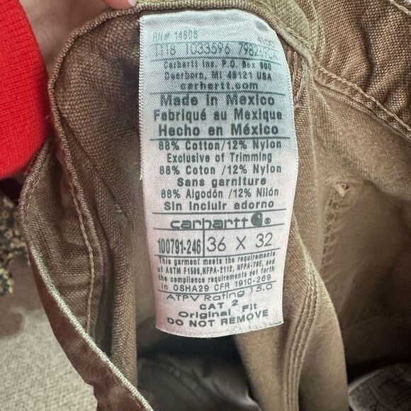 Carhartt Men’s FR jeans Cargo 36 x 32 Tan Brown Worn Electrical Construction - Picture 11 of 13